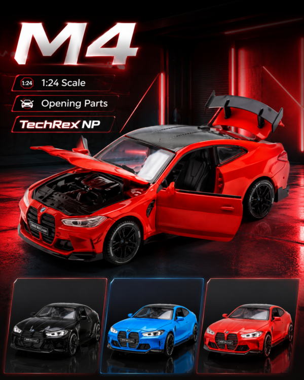 XinAo BMW M4-Style 1:24 Diecast Model Car – Red Black Blue Alloy Collectible Sports Car