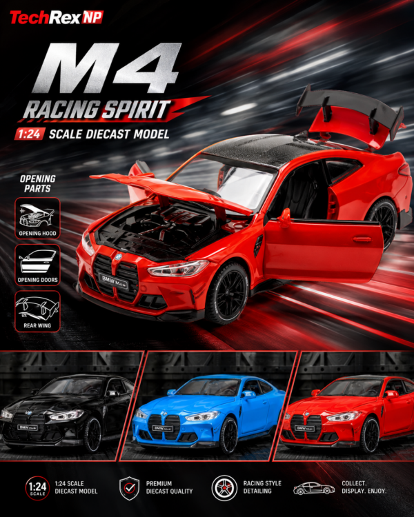 XinAo BMW M4-Style 1:24 Diecast Model Car – Red Black Blue Alloy Collectible Sports Car