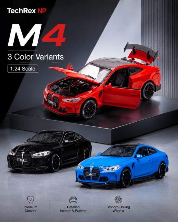 XinAo BMW M4-Style 1:24 Diecast Model Car – Red Black Blue Alloy Collectible Sports Car