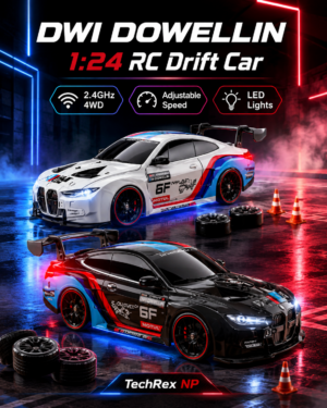 DWI Dowellin DWI-Y8825 1:24 BMW-Style 4WD RC Drift Car – 2.4GHz Adjustable Speed Racing Car with LED Lights